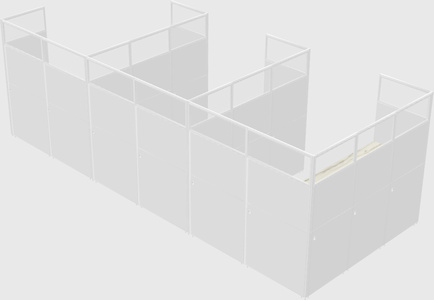 Shared l-shaped cubicle