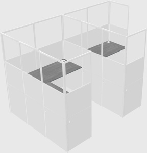 Shared l-shaped cubicle