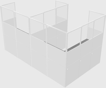 Shared l-shaped cubicle