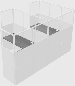 Shared l-shaped cubicle