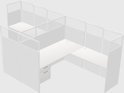 Shared l-shaped cubicle