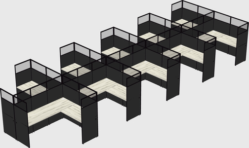 Shared l-shaped cubicle