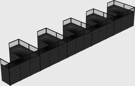 Shared l-shaped cubicle