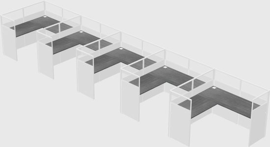 Shared l-shaped cubicle