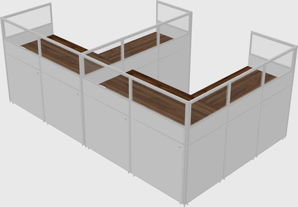 Shared l-shaped cubicle