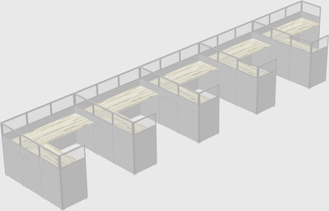 Shared l-shaped cubicle