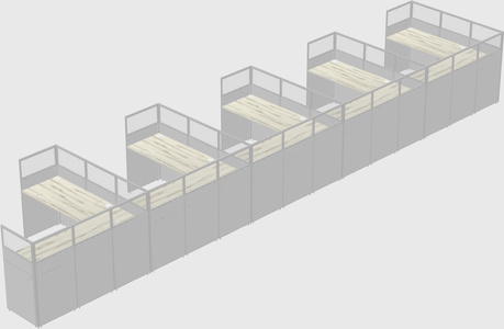 Shared l-shaped cubicle