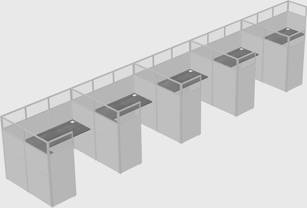 Shared l-shaped cubicle