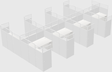 Shared l-shaped cubicle