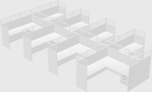 Shared l-shaped cubicle