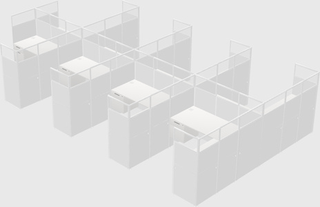 Shared l-shaped cubicle
