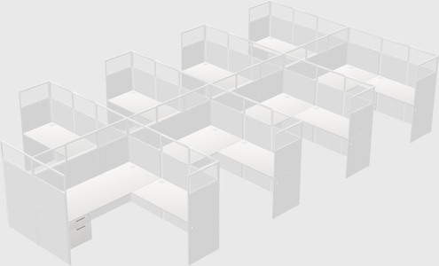 Shared l-shaped cubicle