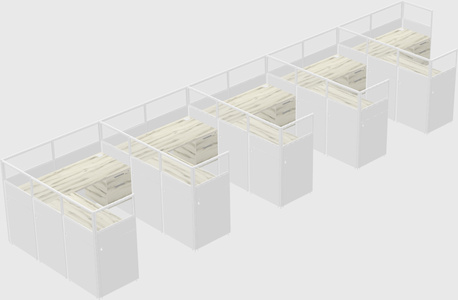 Shared l-shaped cubicle