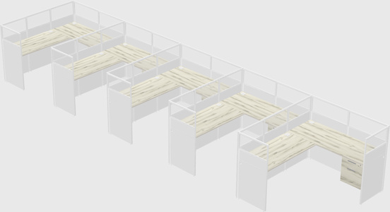 Shared l-shaped cubicle