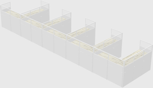 Shared l-shaped cubicle