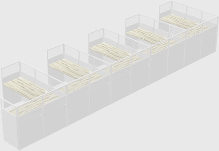 Shared l-shaped cubicle