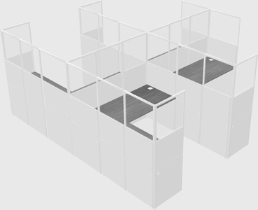 Shared l-shaped cubicle