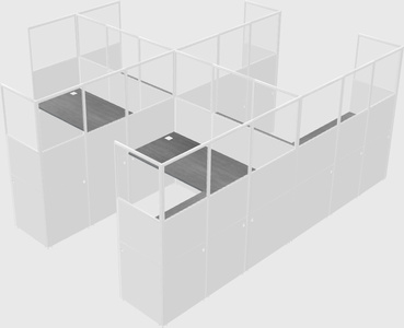 Shared l-shaped cubicle
