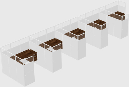 Shared l-shaped cubicle