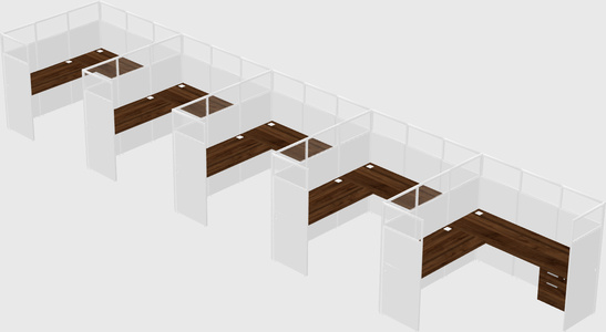 Shared l-shaped cubicle