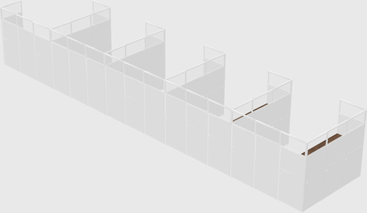 Shared l-shaped cubicle