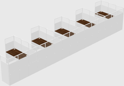 Shared l-shaped cubicle
