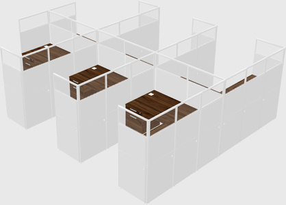 Shared l-shaped cubicle