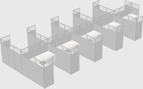 Shared l-shaped cubicle
