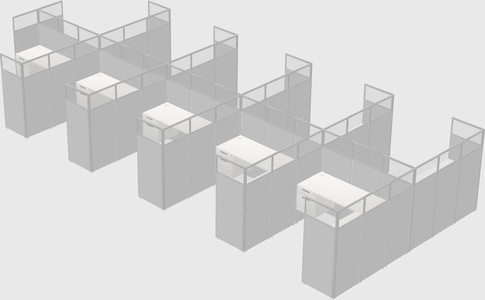 Shared l-shaped cubicle