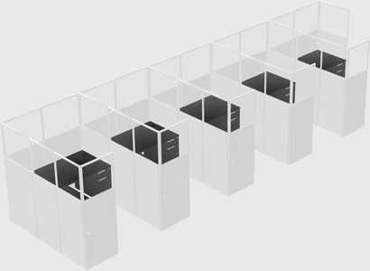 Shared l-shaped cubicle