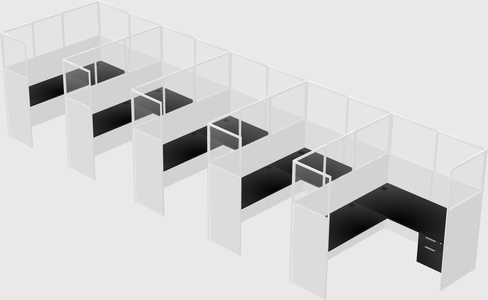 Shared l-shaped cubicle