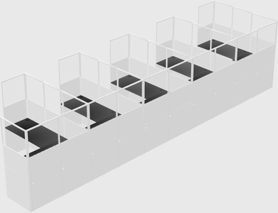 Shared l-shaped cubicle