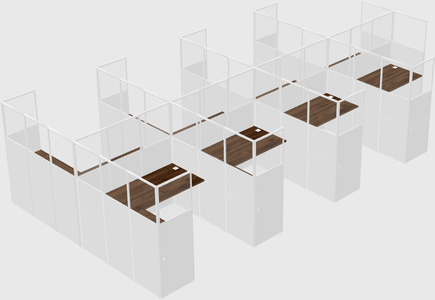 Shared l-shaped cubicle