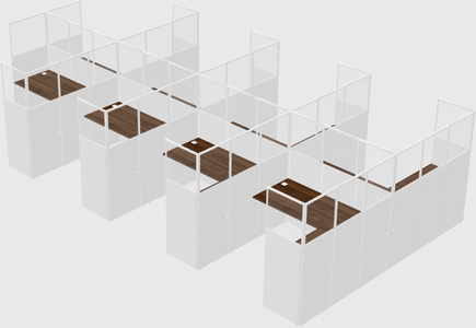 Shared l-shaped cubicle