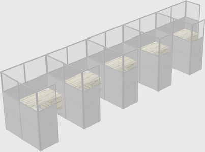 Shared l-shaped cubicle