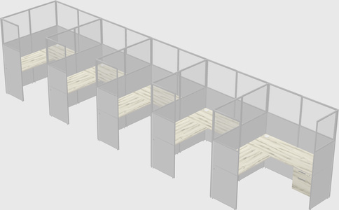 Shared l-shaped cubicle