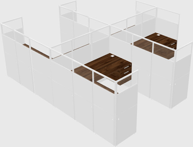 Shared l-shaped cubicle