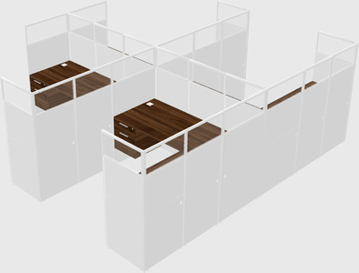 Shared l-shaped cubicle