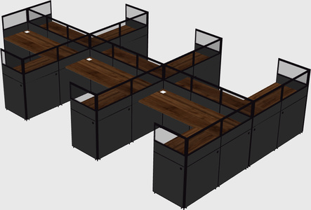 Shared l-shaped cubicle