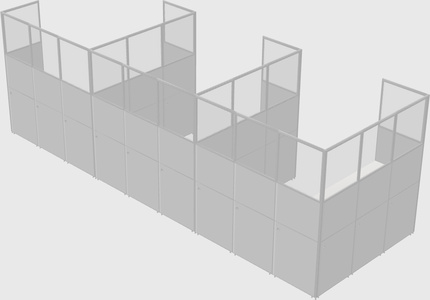 Shared l-shaped cubicle