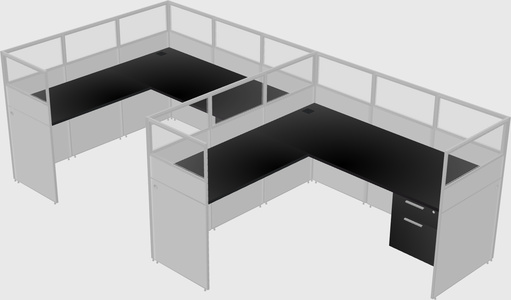 Shared l-shaped cubicle