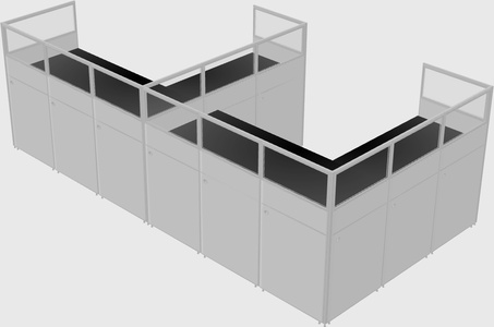 Shared l-shaped cubicle