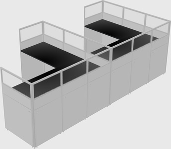 Shared l-shaped cubicle