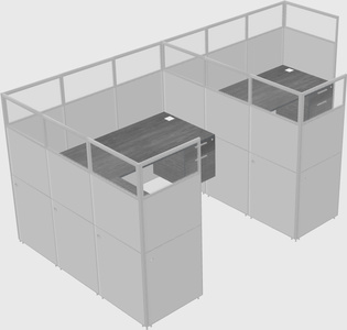 Shared l-shaped cubicle