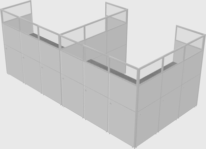 Shared l-shaped cubicle