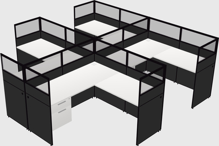 Shared l-shaped cubicle