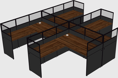 Shared l-shaped cubicle