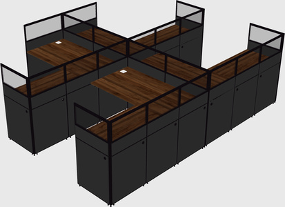 Shared l-shaped cubicle