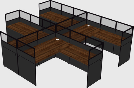 Shared l-shaped cubicle