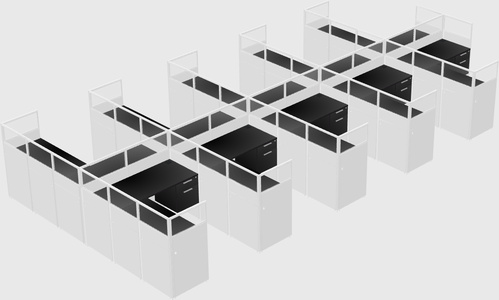 Shared l-shaped cubicle